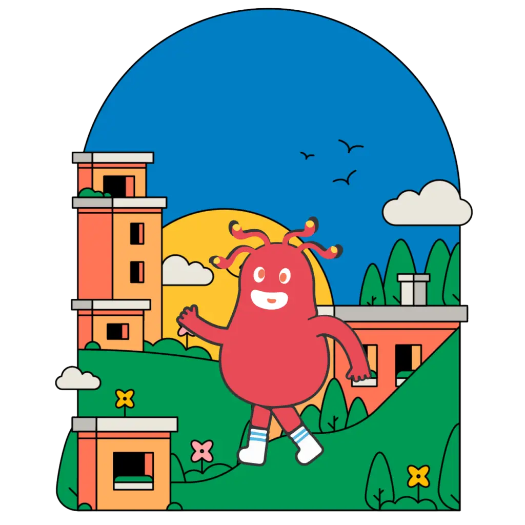 Down mascot introducing curated surprise wine boxes made for Singapore tastebuds.