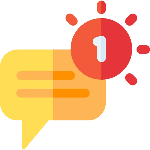 Illustration of a chat bubble with a notification icon, symbolizing customer contact through WhatsApp.